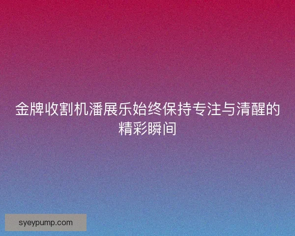 金牌收割机潘展乐始终保持专注与清醒的精彩瞬间