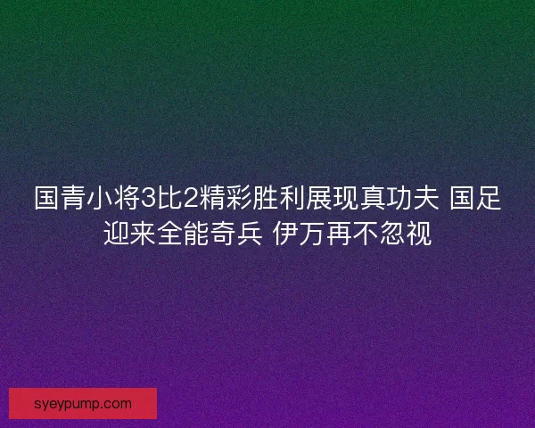 国青小将3比2精彩胜利展现真功夫 国足迎来全能奇兵 伊万再不忽视