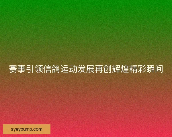 赛事引领信鸽运动发展再创辉煌精彩瞬间